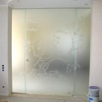 Раздвижная с сатиновым стеклом (рисунок "Японский пейзаж")