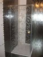 Душ.кабина с рисунком "Флореси2" на прозрачном стекле