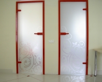 Стеклянная дверь с рисунком Флореси 1 на ледовом стекле